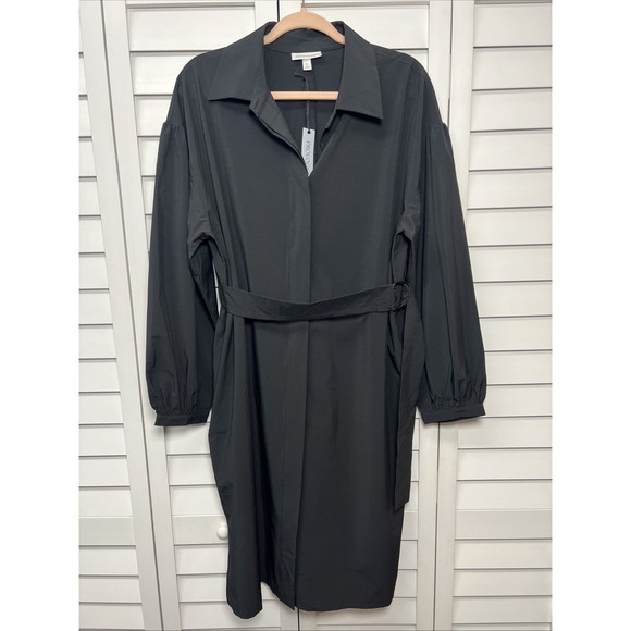 Prologue Long Sleeve Button Down Belted Dress Women's Size XL Black NWT - Picture 1 of 10